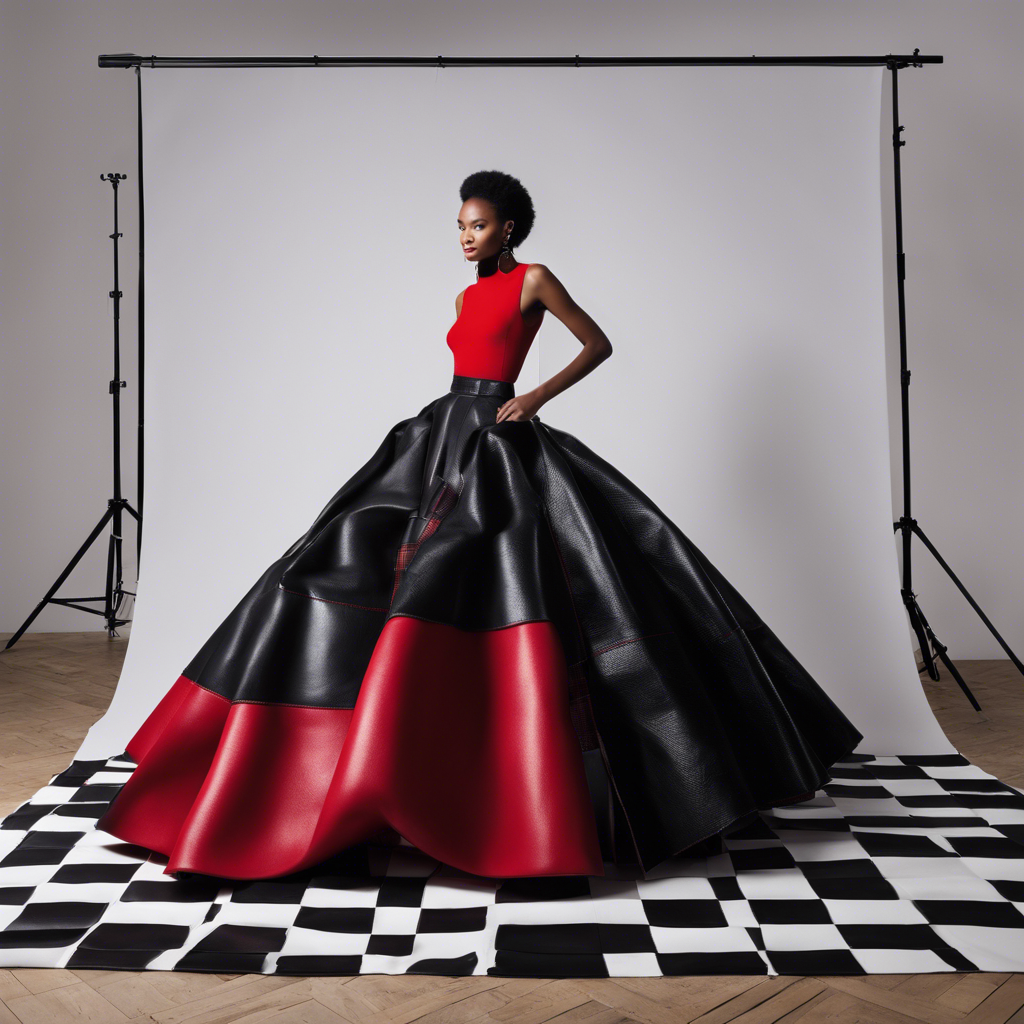 レザーとチェック柄のモードファッション