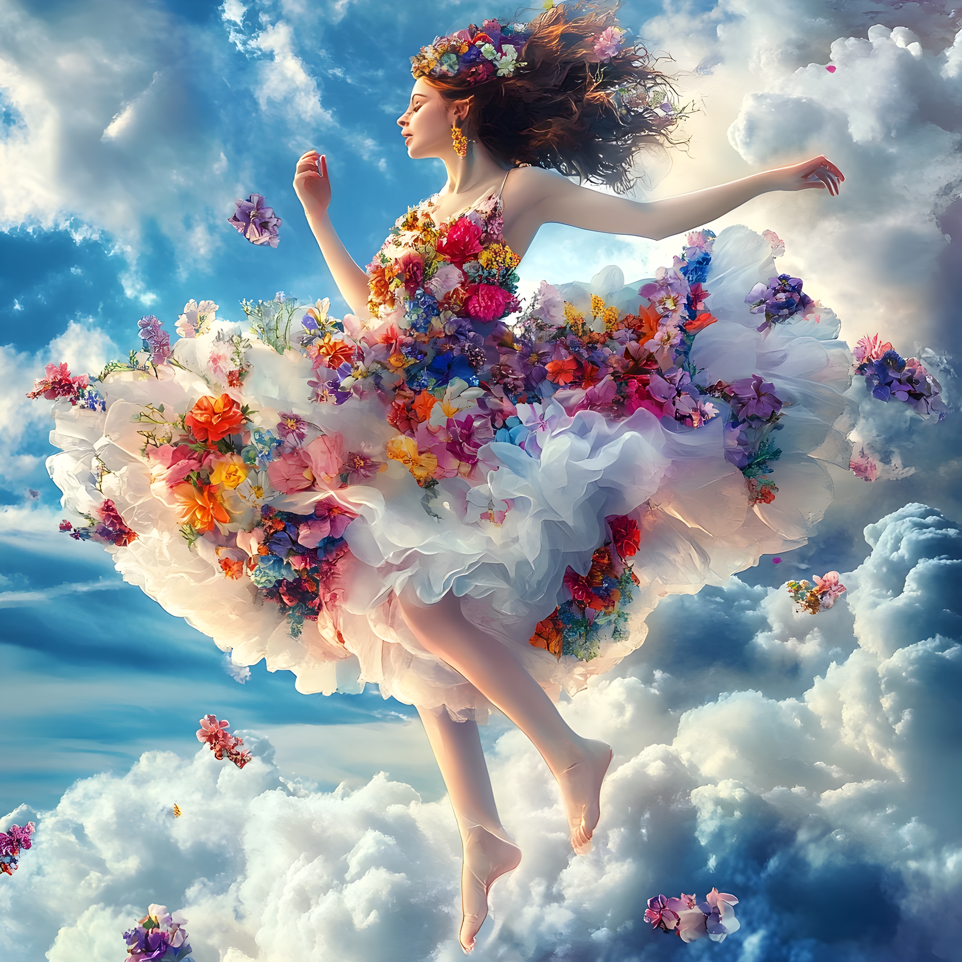 まえこ2025SS album☆Pleatedcolor Dress Flower dress – TOKYO AI Fashion Week